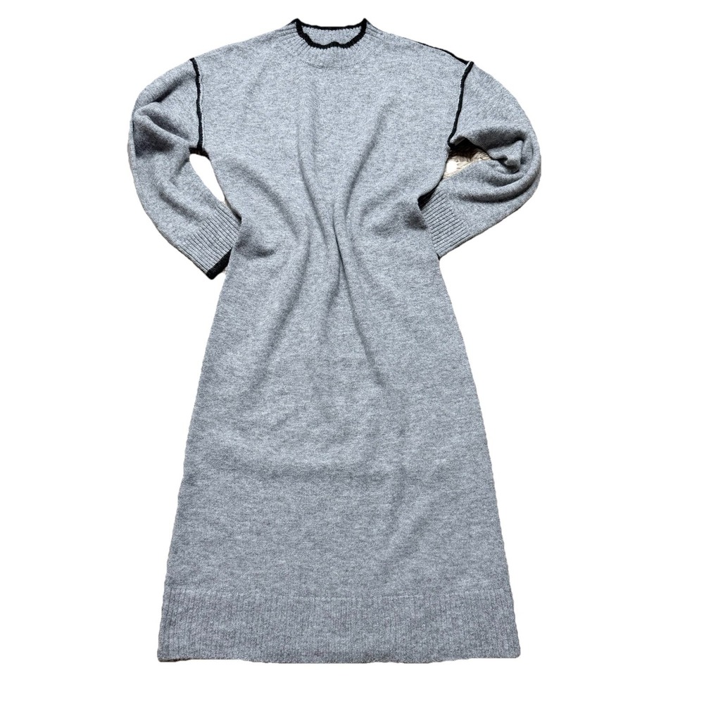 Penelope Rose Sweater Dress Women S Gray Wool Blend Long Sleeve Knee Length Knit
